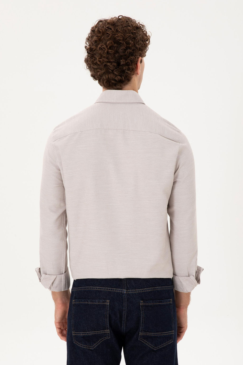 Мужская рубашка песочного цвета с длинным рукавом - U.s. polo assn фото 5