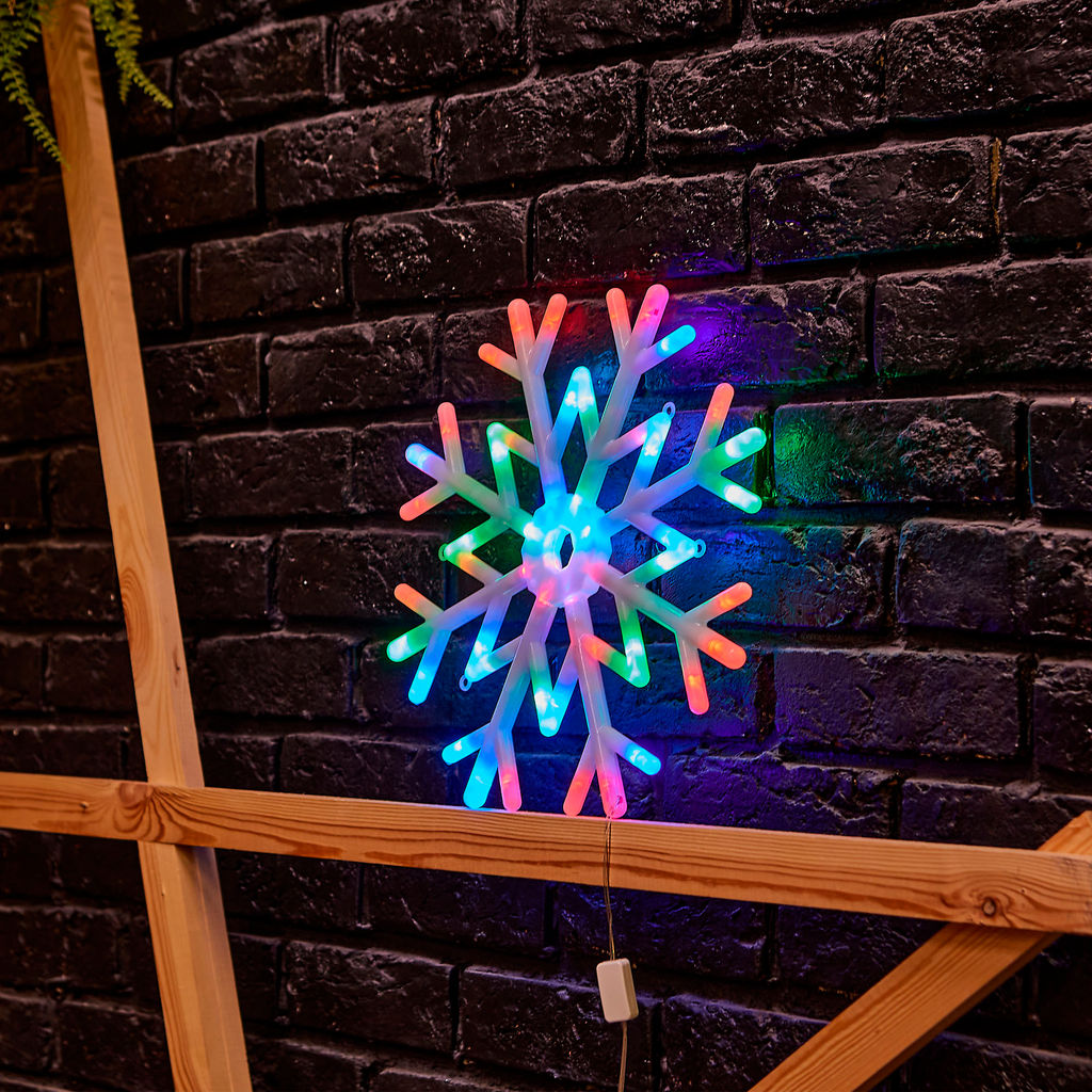 ULD-H4040-048/DTA RGB IP20 SNOWFLAKE Фигура светодиодная Снежинка, 40х40см. Подвесная. 48 светодиодов. RGB свет. Провод прозрачный. TM Uniel - Volpe фото 5