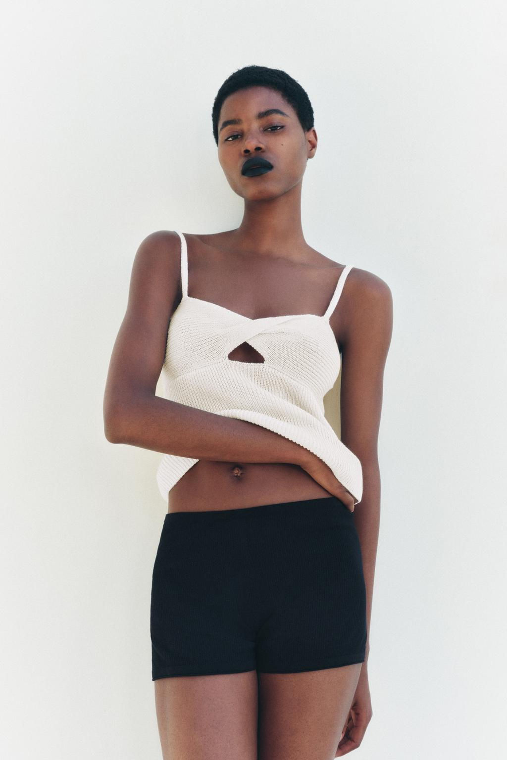 PLAIN LINEN BLEND KNIT TOP WITH KNOT DETAIL - Zara фото 16