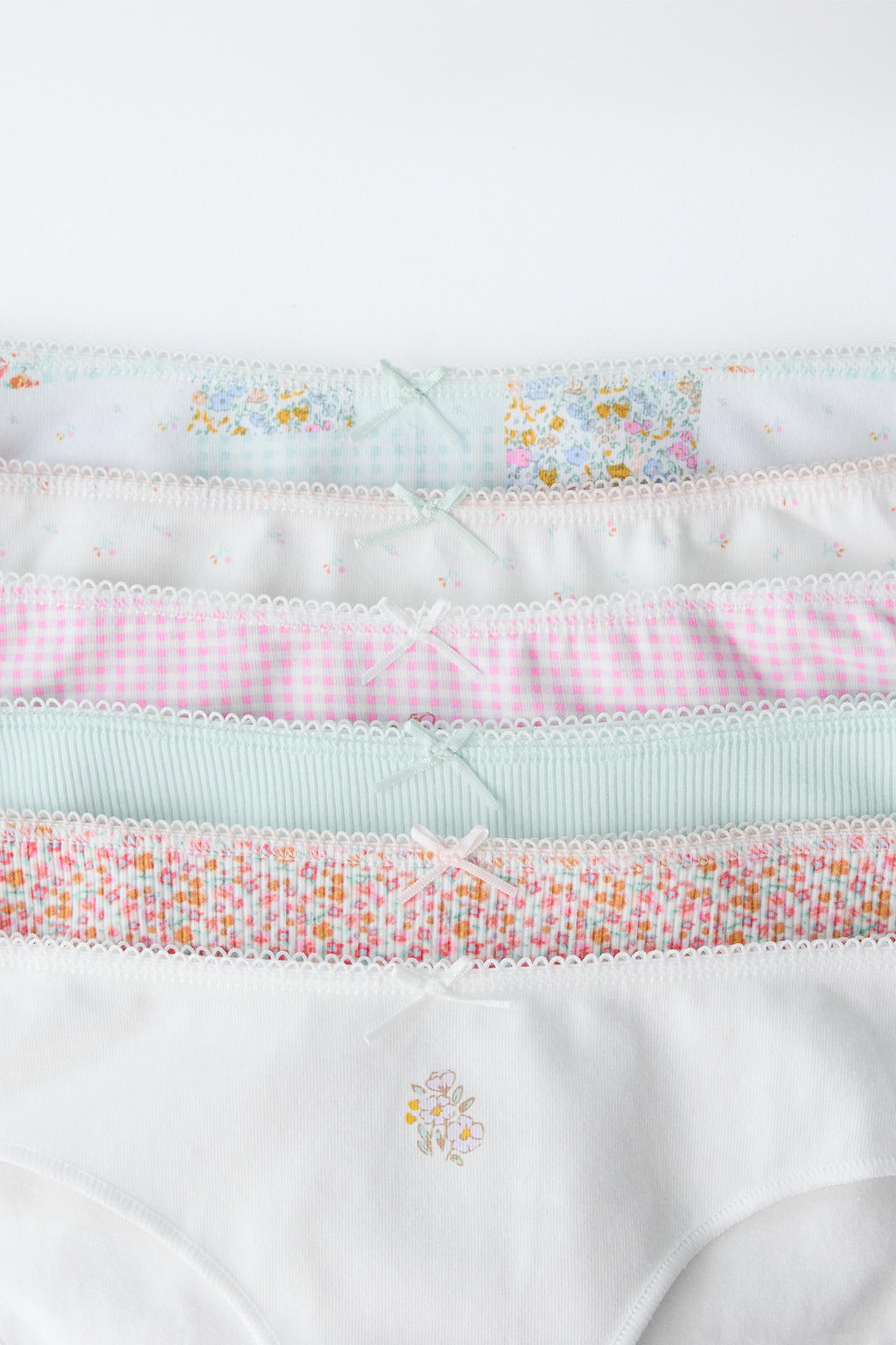 AGES 6-14/ SIX-PACK OF PATCHWORK AND FLORAL RIB BRIEFS - Zara фото 2