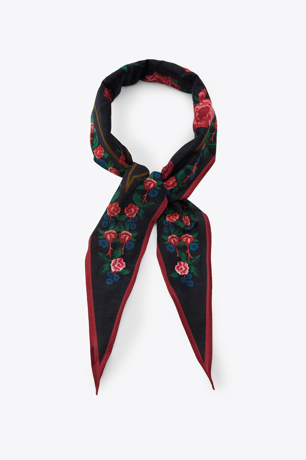 PRINTED BANDANNA WITH SILK EMBROIDERY - Zara фото 3
