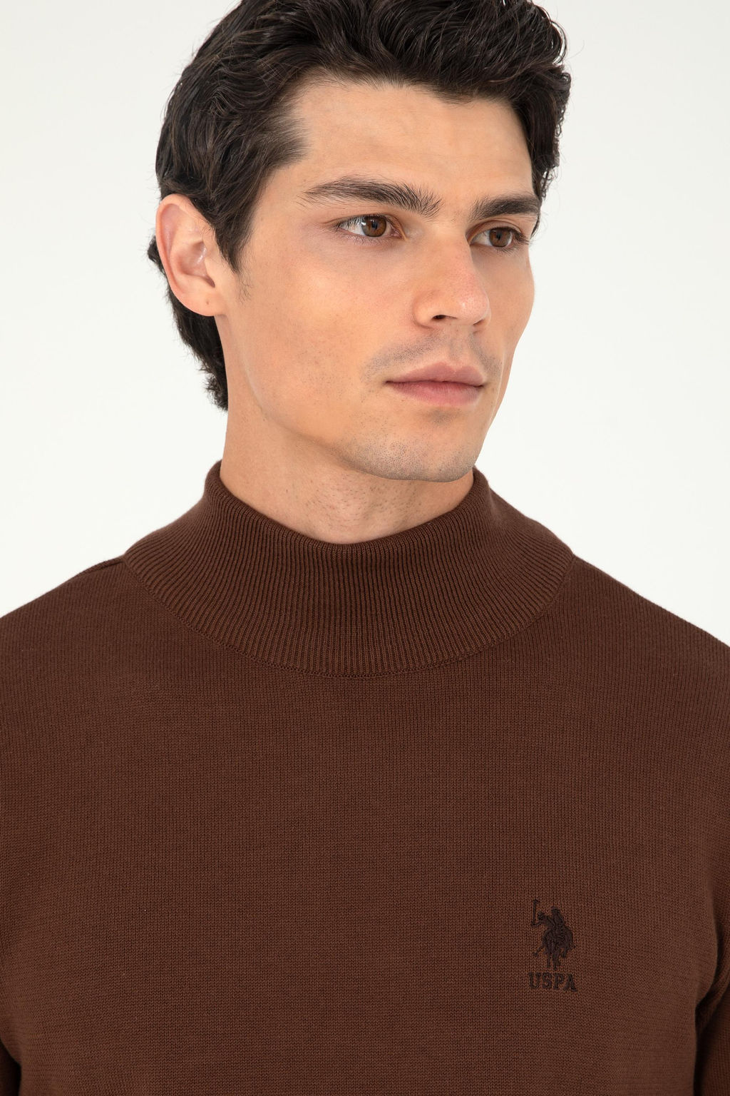Мужской коричневый базовый свитер - U.s. polo assn фото 2