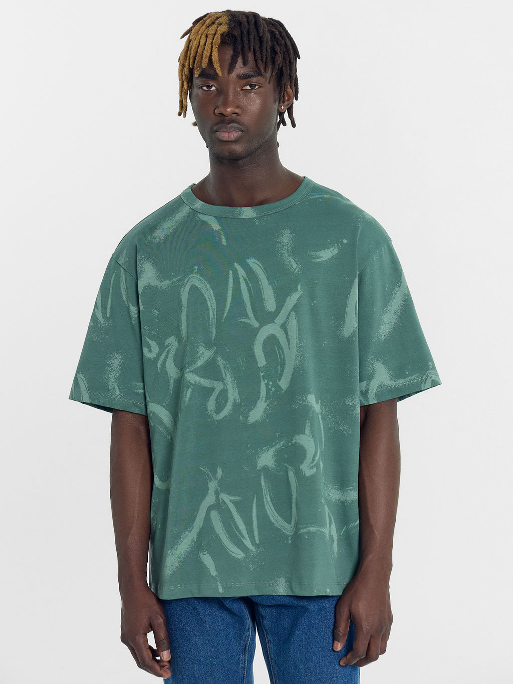 Футболка мужская зеленая с граффити - Mark formelle фото 2