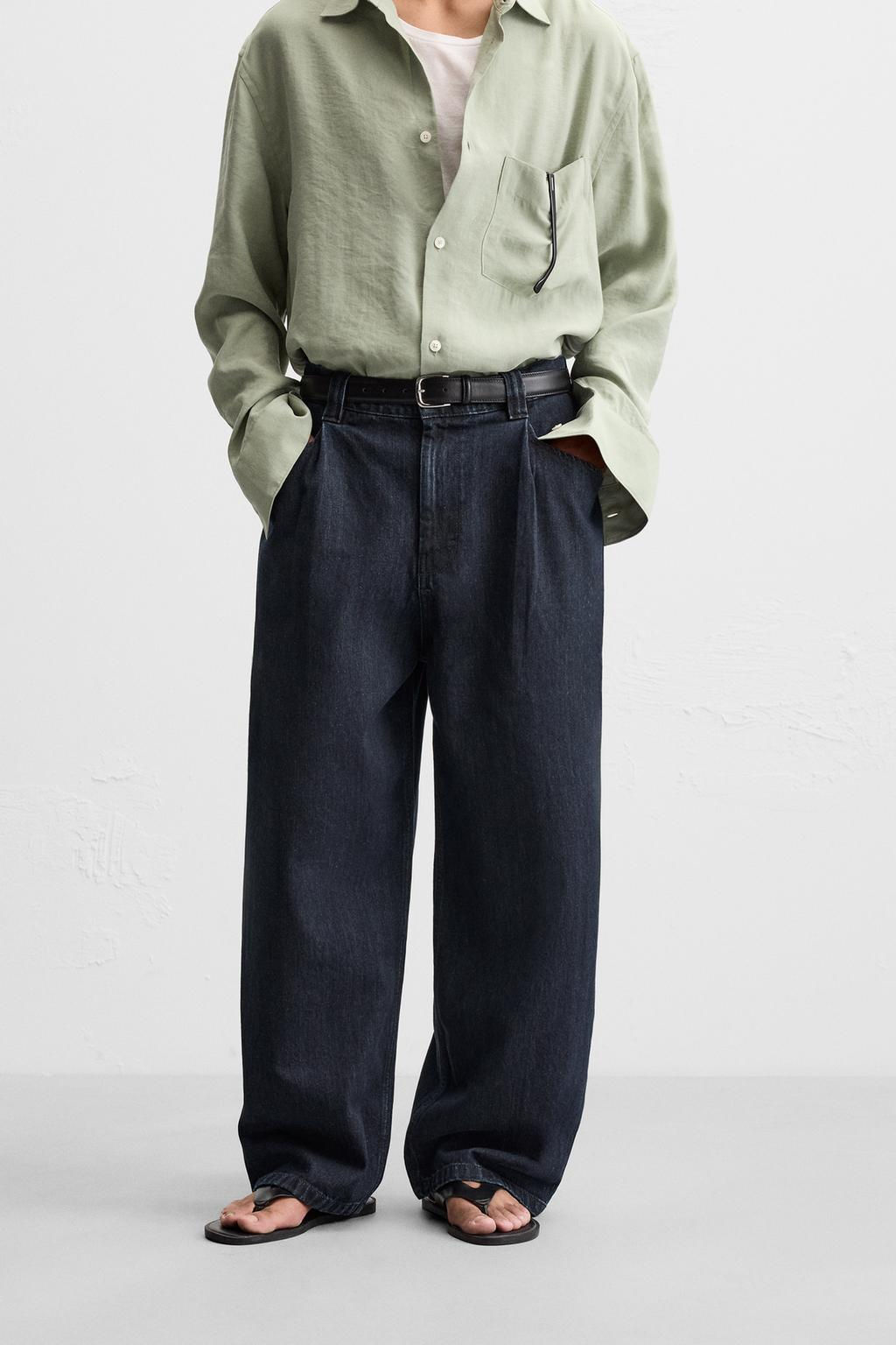 PLEATED WIDE-LEG JEANS - Zara фото 2