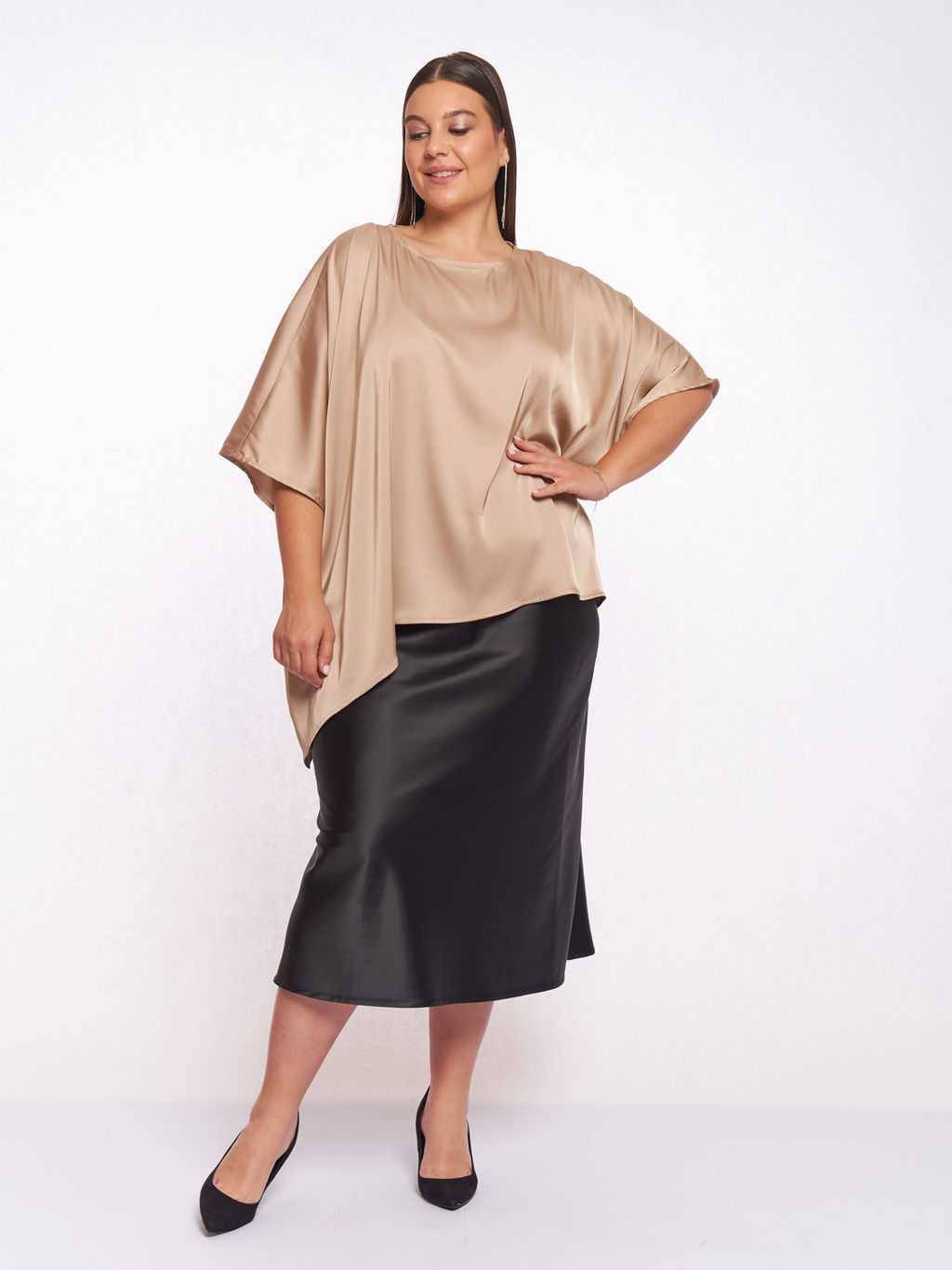 Атласная черная юбка TUB20537BLK01 - Артесса фото 3