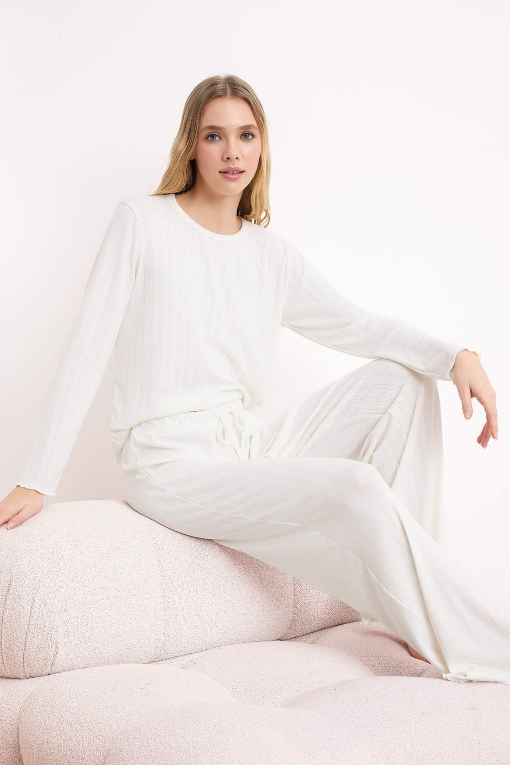 Vizon Baby Overloklu Yumusak Tuse K?sl?k Fitilli/Pointel Orme Pijama Tak?m? THMSS26PT00166 - Trendyolmilla фото 6