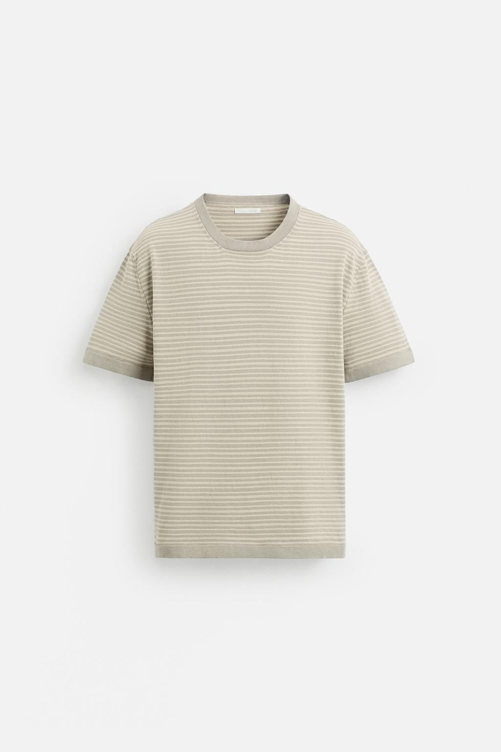 STRIPED KNITTED COTTON-LINEN T-SHIRT - Zara фото 6
