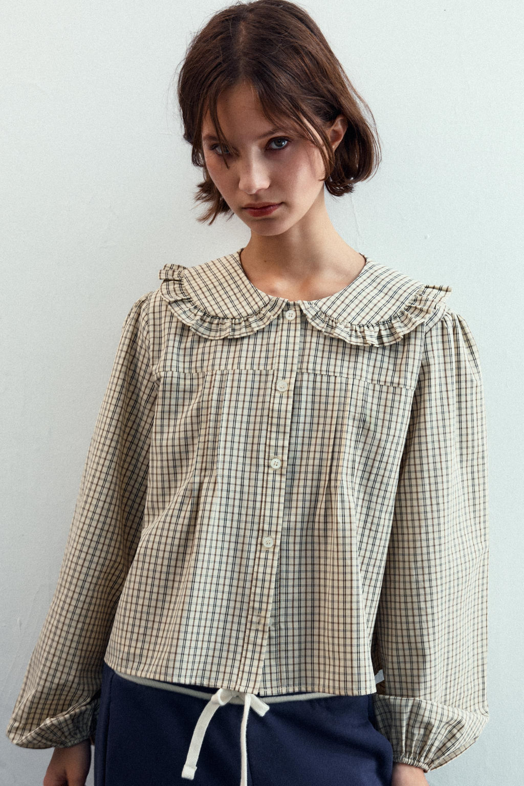 CHECK SHIRT WITH PETER PAN COLLAR