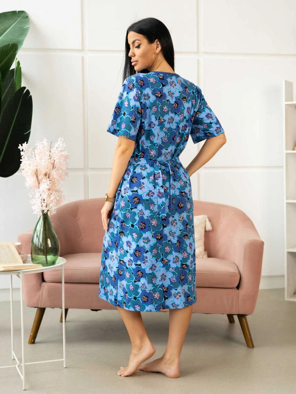 Халат женский, цвет синий голубой