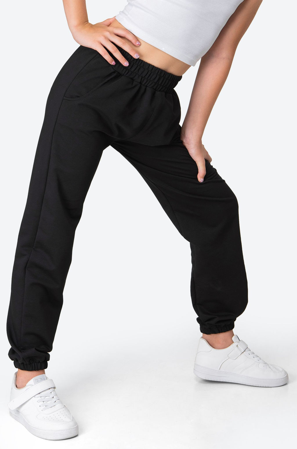 Брюки-джоггеры из футера для девочки Happyfox