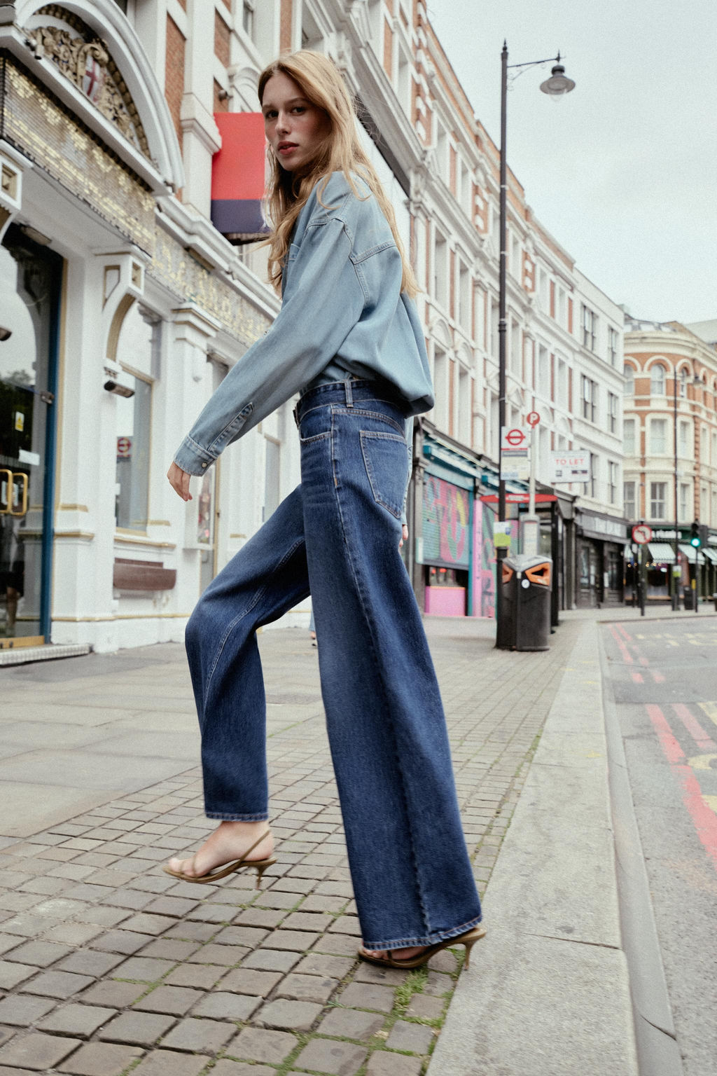 MID-WAIST BELTED WIDE-LEG JEANS - Zara фото 8