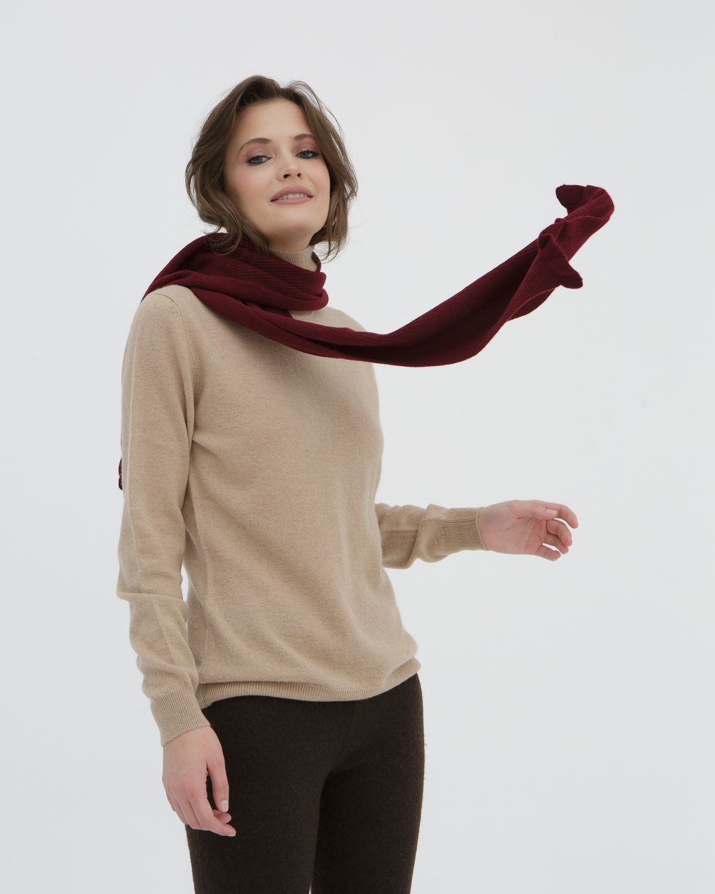 Шарф из кашемира HR бордовый