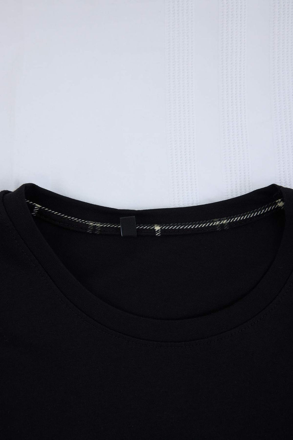 Siyah Regular/Normal Kesim Ekose/Kareli Pamuklu Orme Pijama Tak?m? TMNSS26PT00048 - Trendyolmilla фото 4