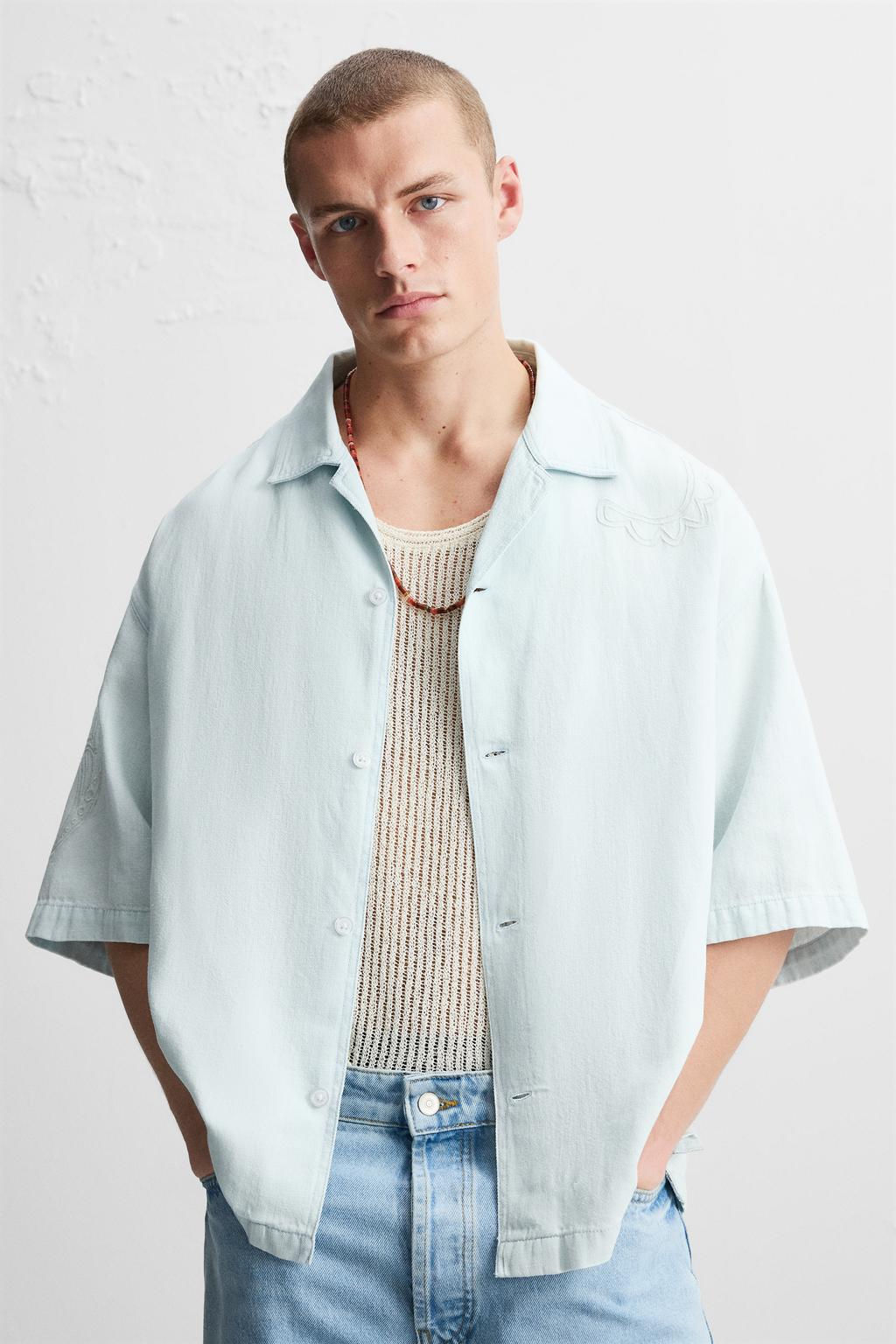 SHIRT WITH FLORAL EMBROIDERY - Zara фото 5