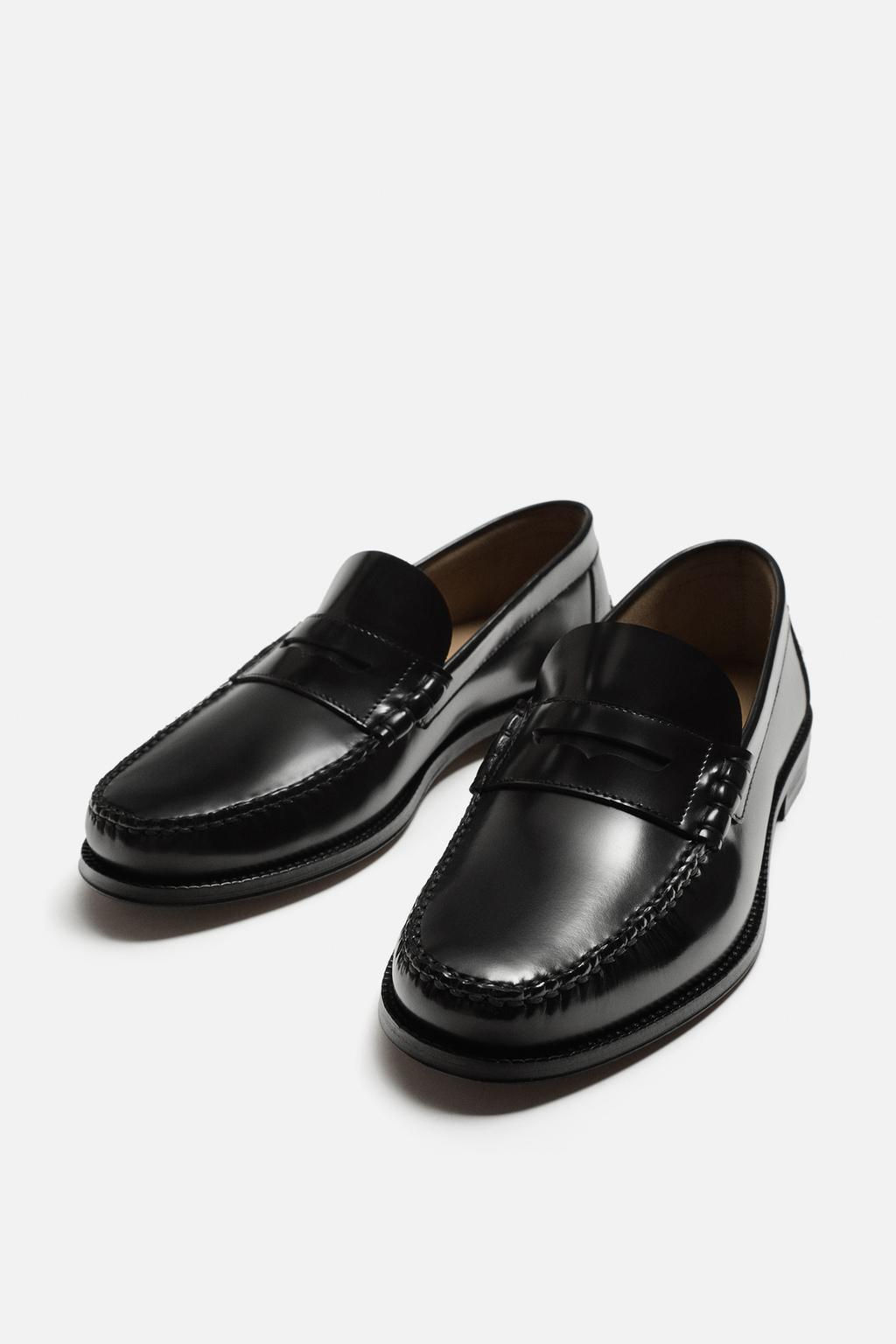 LEATHER PENNY STRAP LOAFERS - Zara фото 6