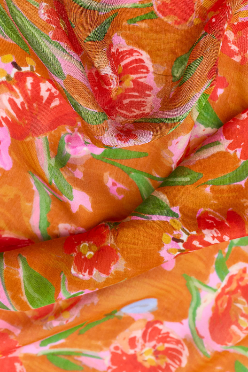 PA?UELO ESTAMPADO ACUARELA MODAL SEDA / Naranja - Zara фото 4