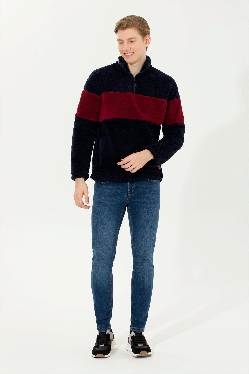 U. S. Polo Assn Мужской темно-синий комфортный свитшот с воротником стойкой - U.s. polo assn фото 11