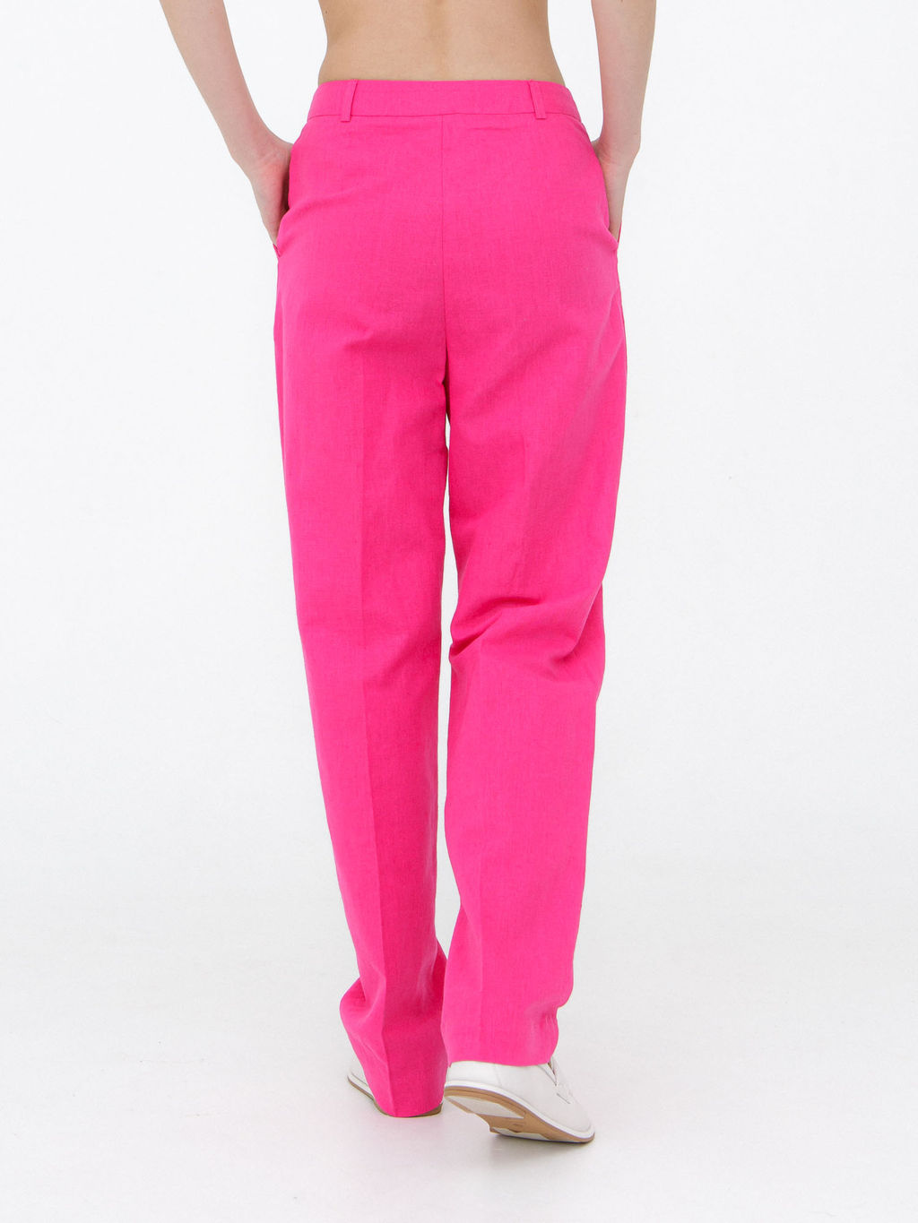 Брюки из льна и хлопка КЛ-7809-ИЛ23 фуксия