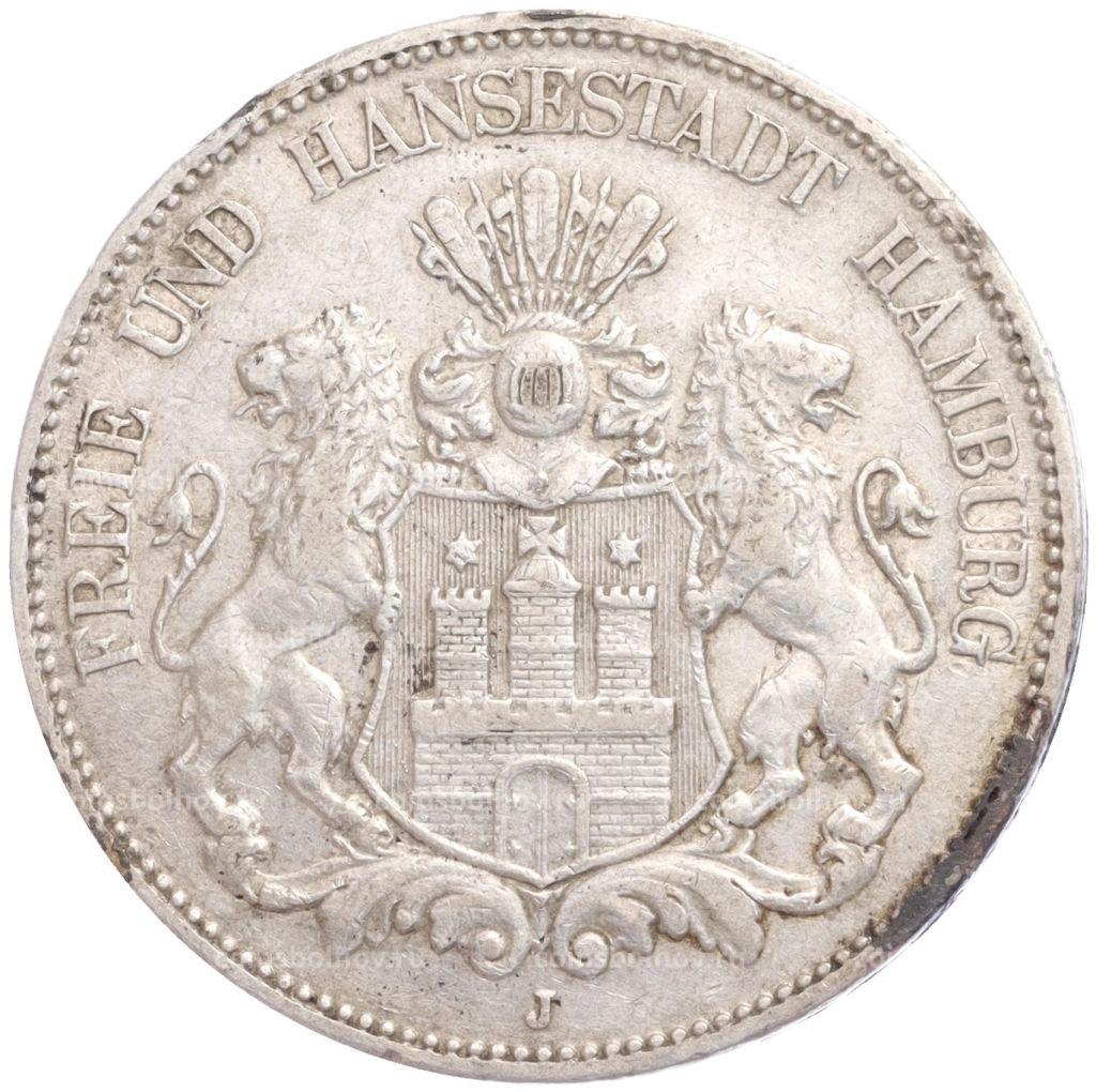5 марок 1907 года J Гамбург (Германия)