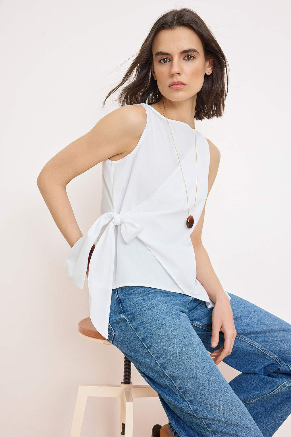 Beyaz Baglama Detayl? Dokuma Bluz TWOSS26BZ00415