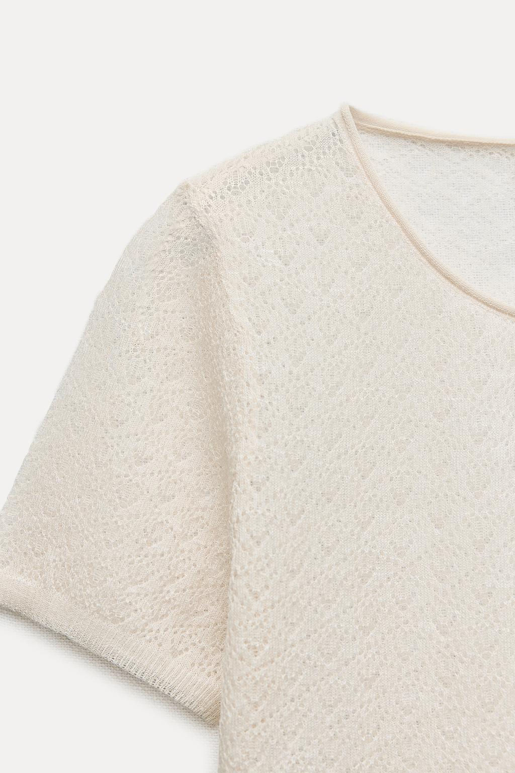 FINE KNIT OPENWORK T-SHIRT - Zara фото 5