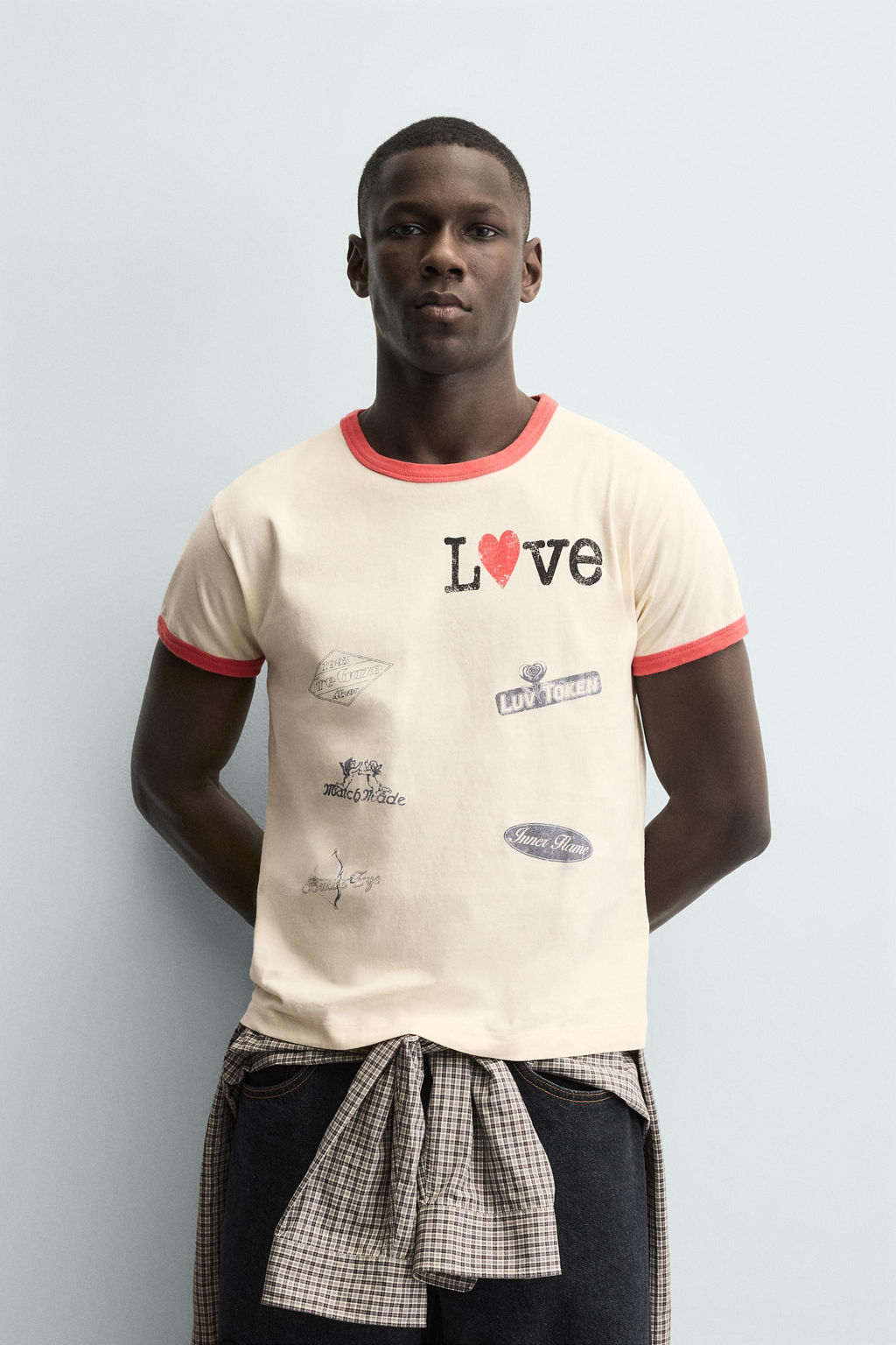 RIB T-SHIRT WITH CONTRAST HEART - Zara фото 10