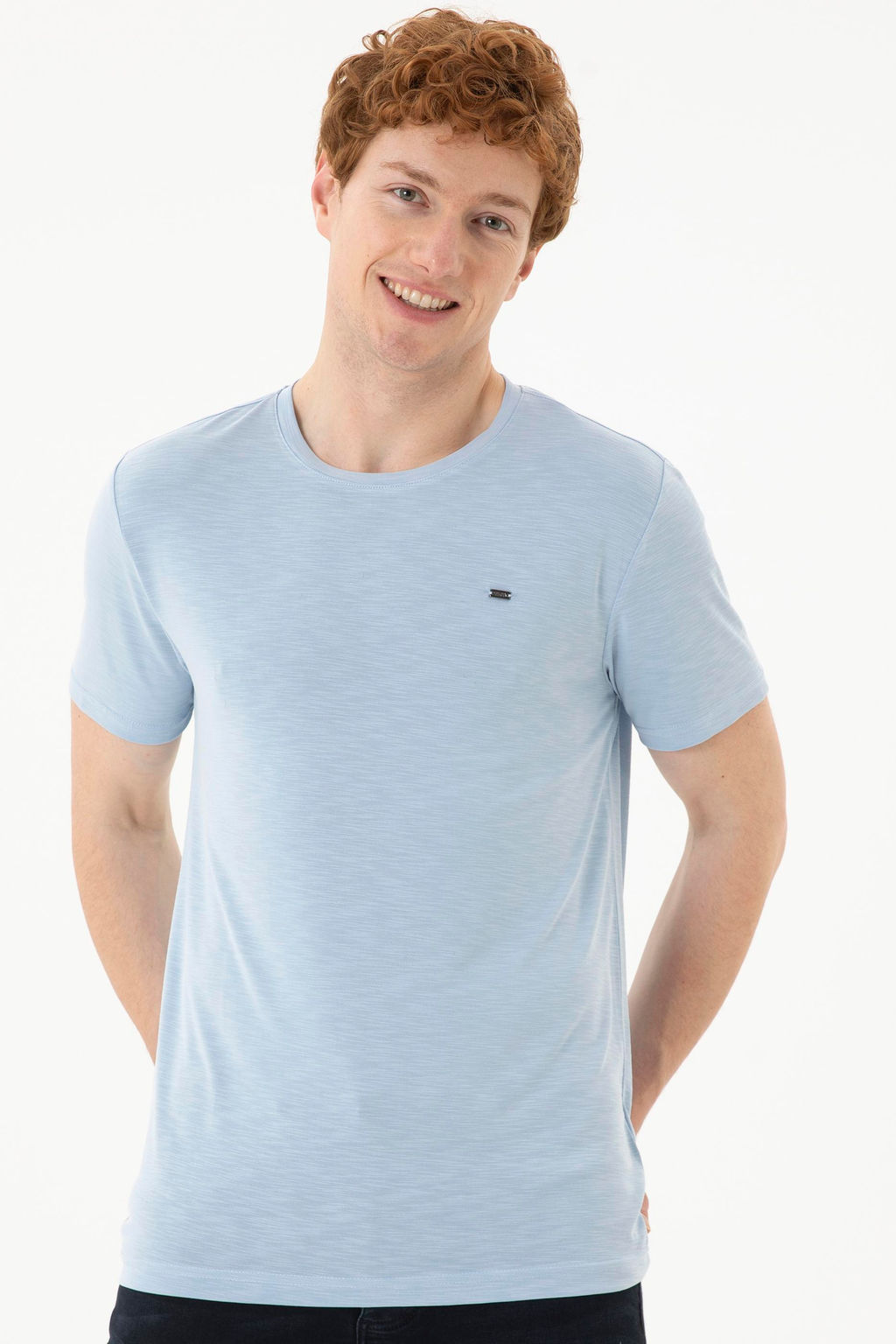 Мужская голубая базовая футболка - U.s. polo assn фото 8