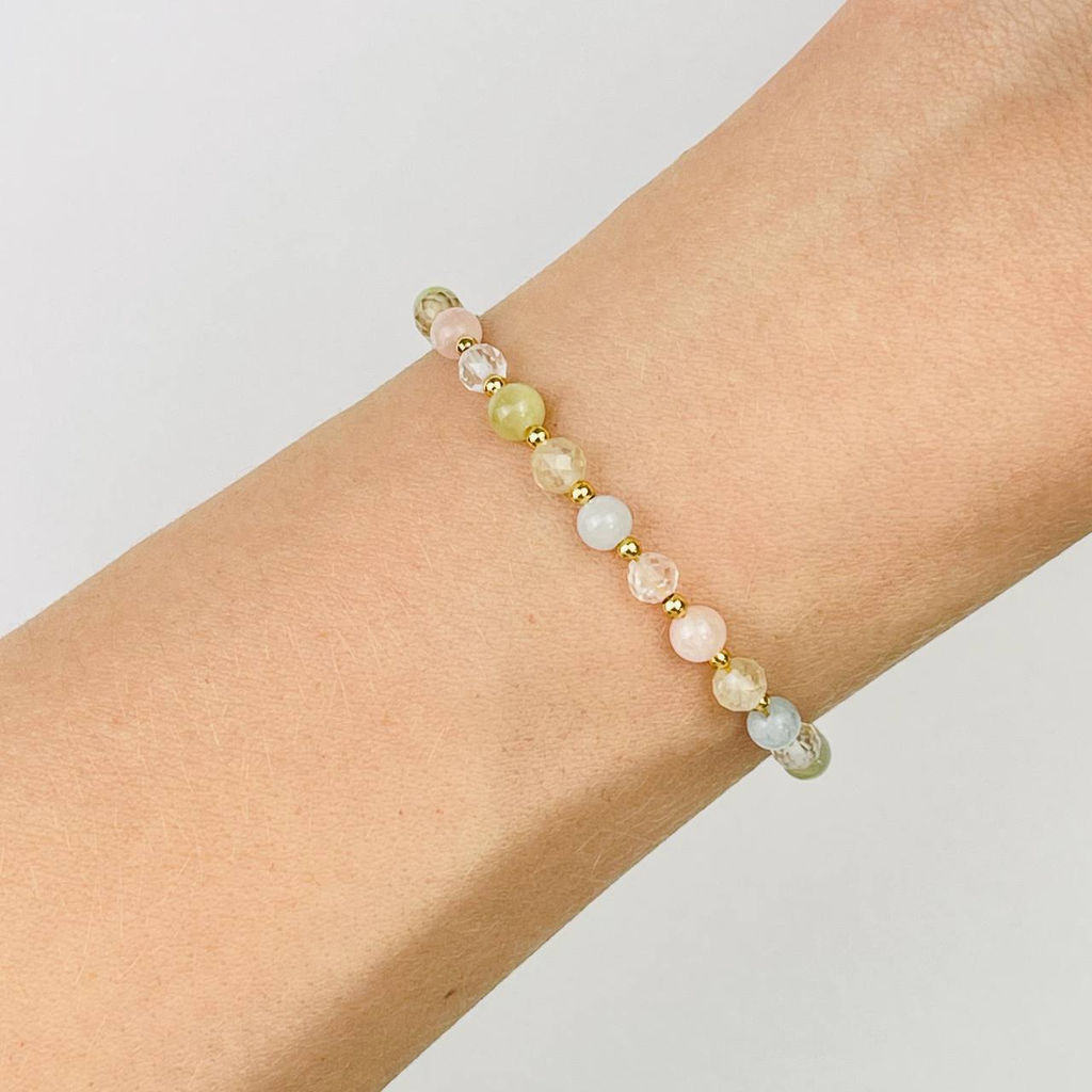 Браслет "Стихия Воздух" из Берилла микс, Топаза и Рутилового кварца 16,5 см +