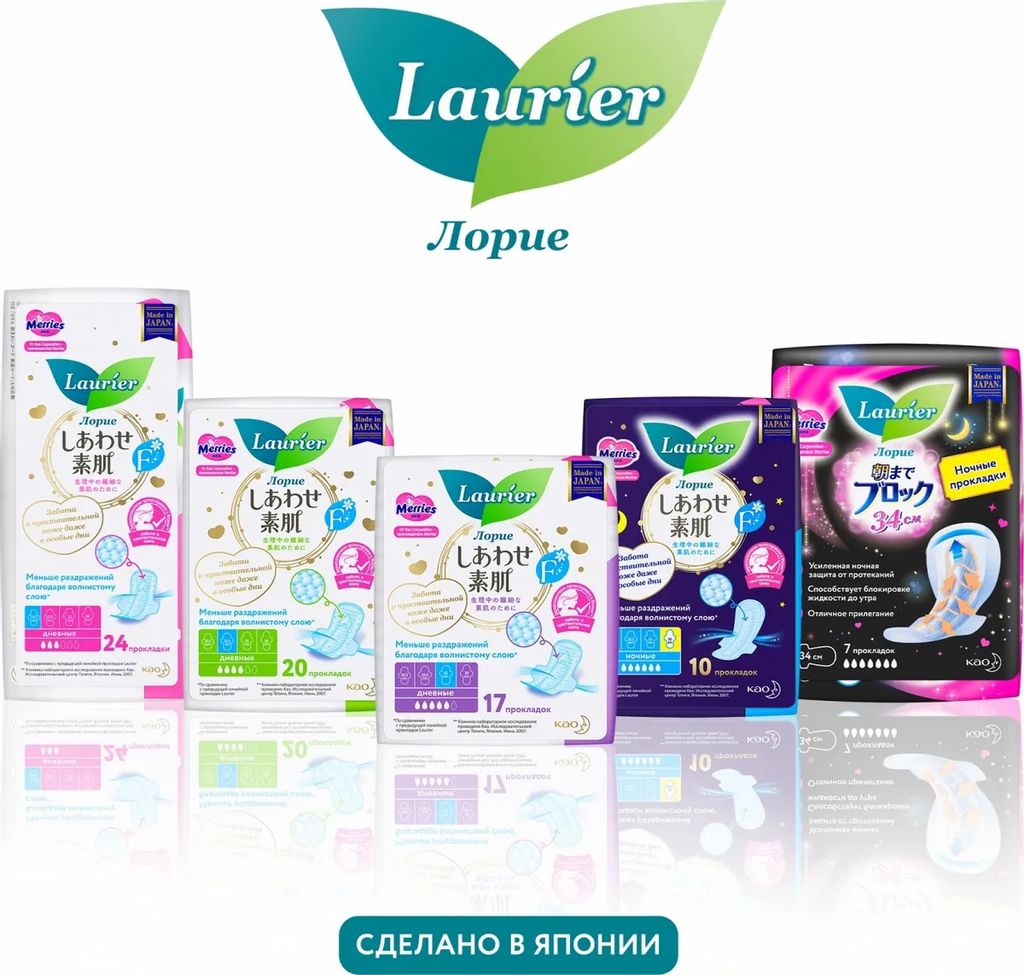 Женские дневные супертонкие гигиенические прокладки с крылышками 25 см 17 шт / Laurier F  фото 4