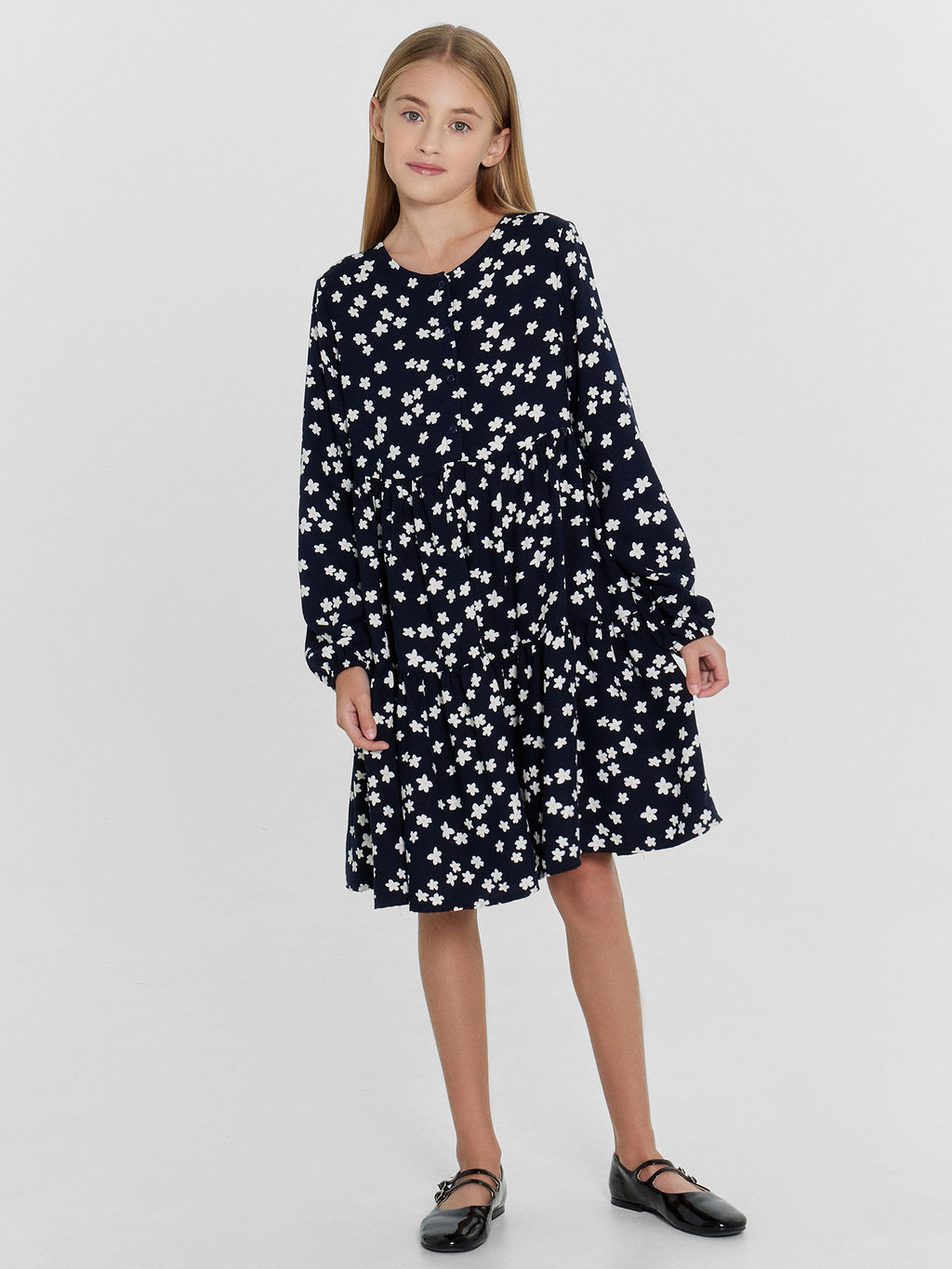 Платье для девочек темно-синее в цветочки - Mark formelle фото 2