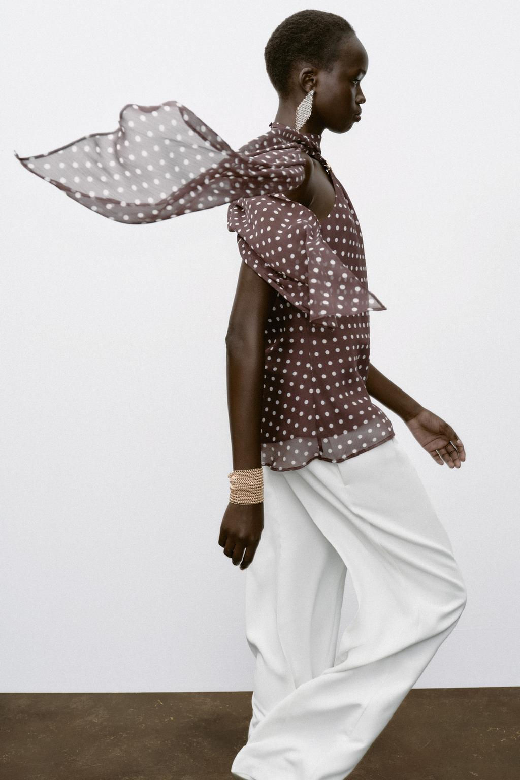 HALTER TOP WITH HARDWARE AND POLKA DOTS - Zara фото 5