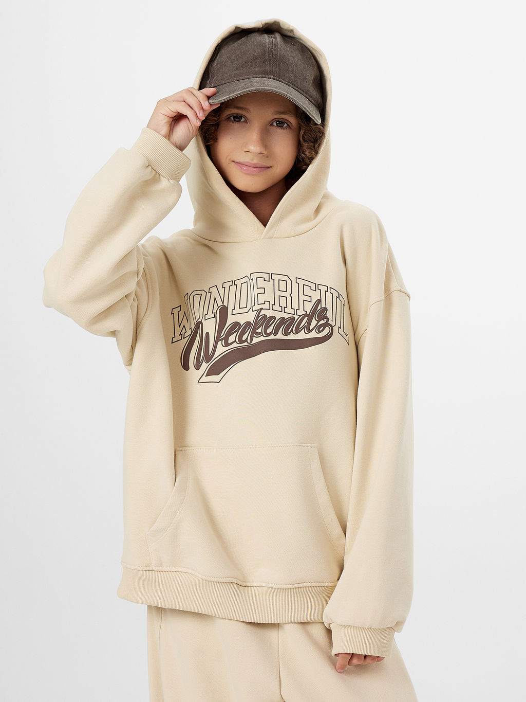 Худи для мальчиков бежевое с надписью Wonderful weekends - Mark formelle фото 8