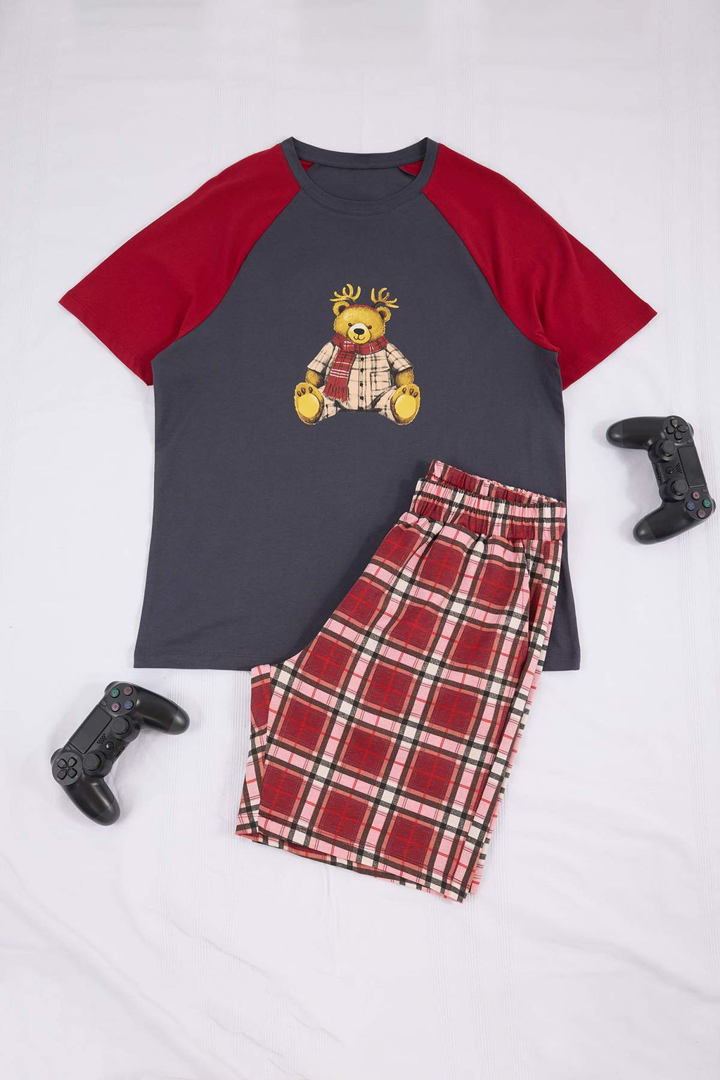 Пижама Trendyolmilla Bordo Regular Fit бордовая в клетку