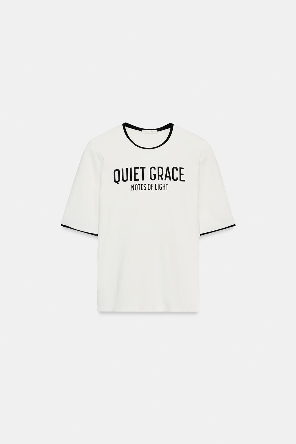 CONTRASTING TRIM SLOGAN T-SHIRT - Zara фото 12