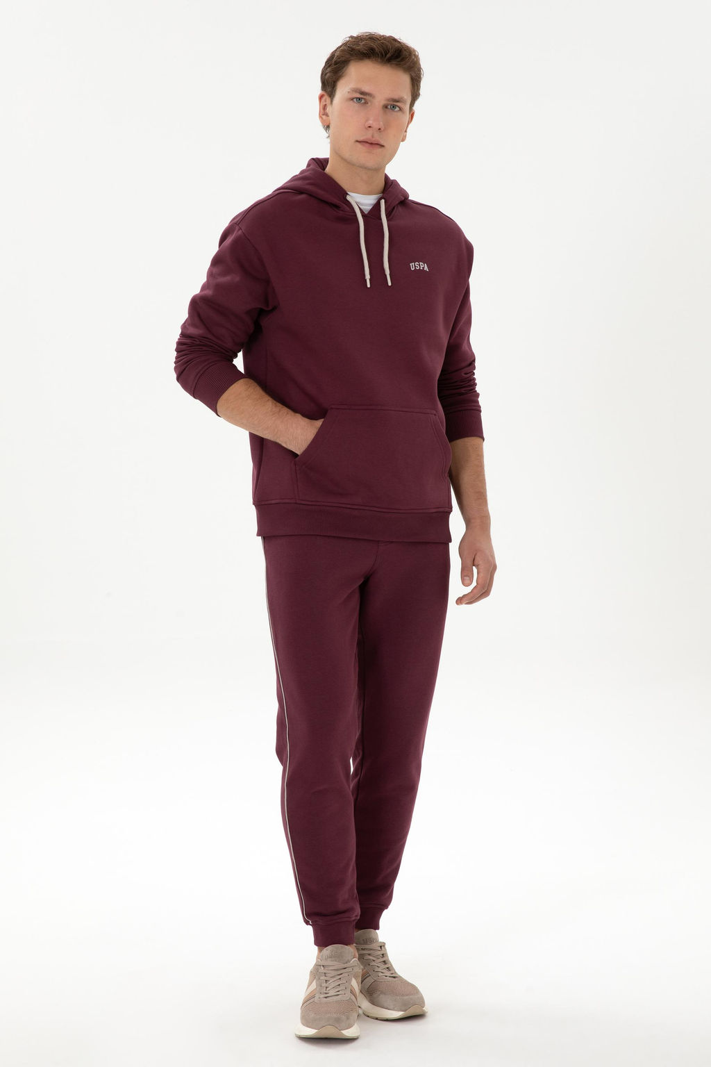 Erkek Oversize Fit Kap__onlu _ardonlu Bordo Basic Sweatshirt - U.s. polo assn фото 4