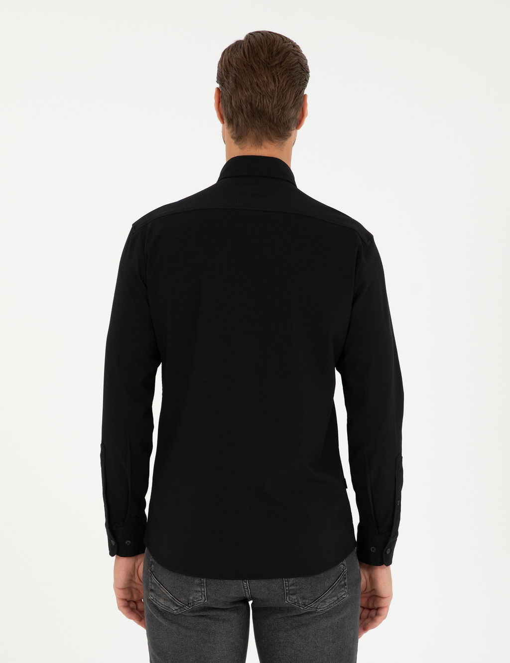 Siyah Slim Fit Uzun Kollu G_mlek