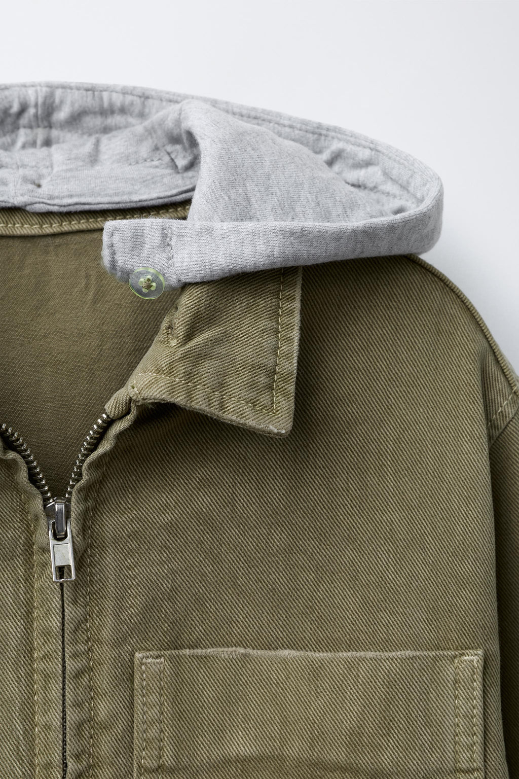 TWILL OVERSHIRT WITH DETACHABLE HOOD - Zara фото 4