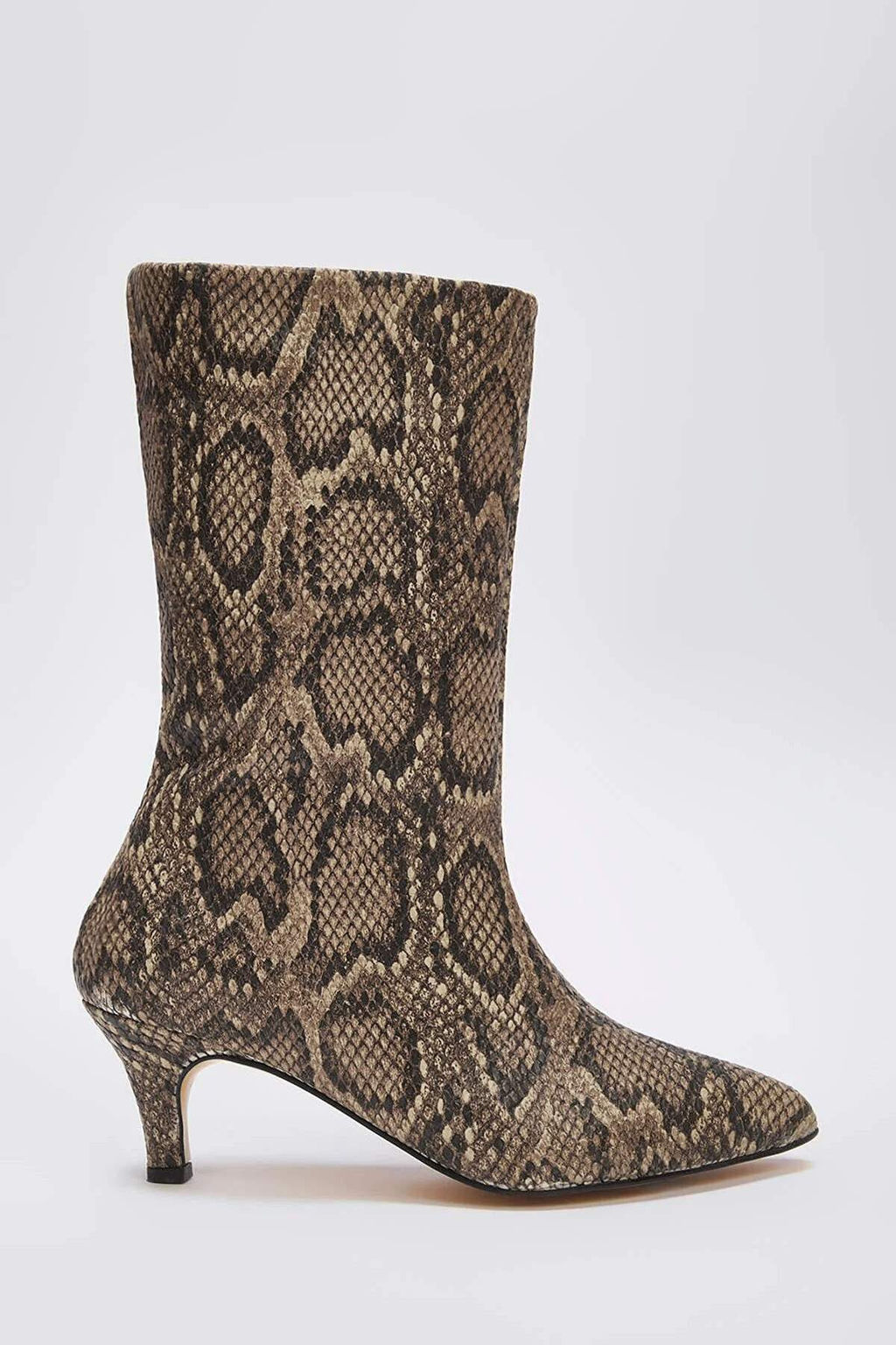 Trendyolmilla Shoes Cok Renkli Y?lan Desenli Kahverengi Kad?n Ince Topuklu Cizme TAKAW25CZ00003