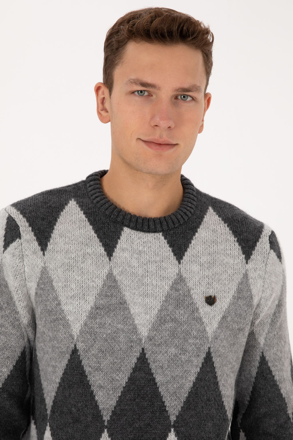 Erkek Comfort Fit Bisiklet Yaka Baklava Desenli Antrasit Kazak - U.s. polo assn фото 9