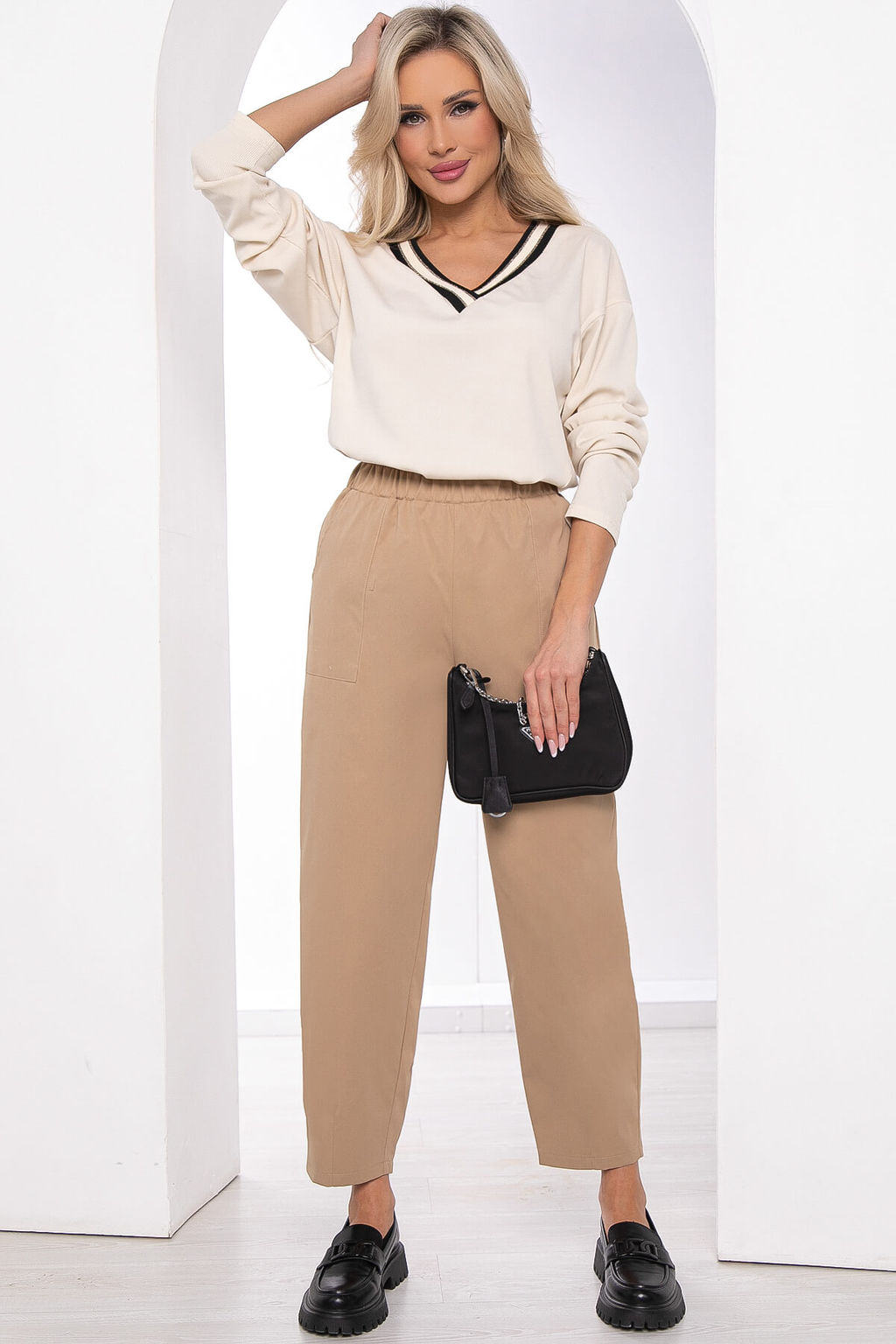 Брюки-бананы Больше чем стиль (беж) Б8433 - Lt collection фото 6
