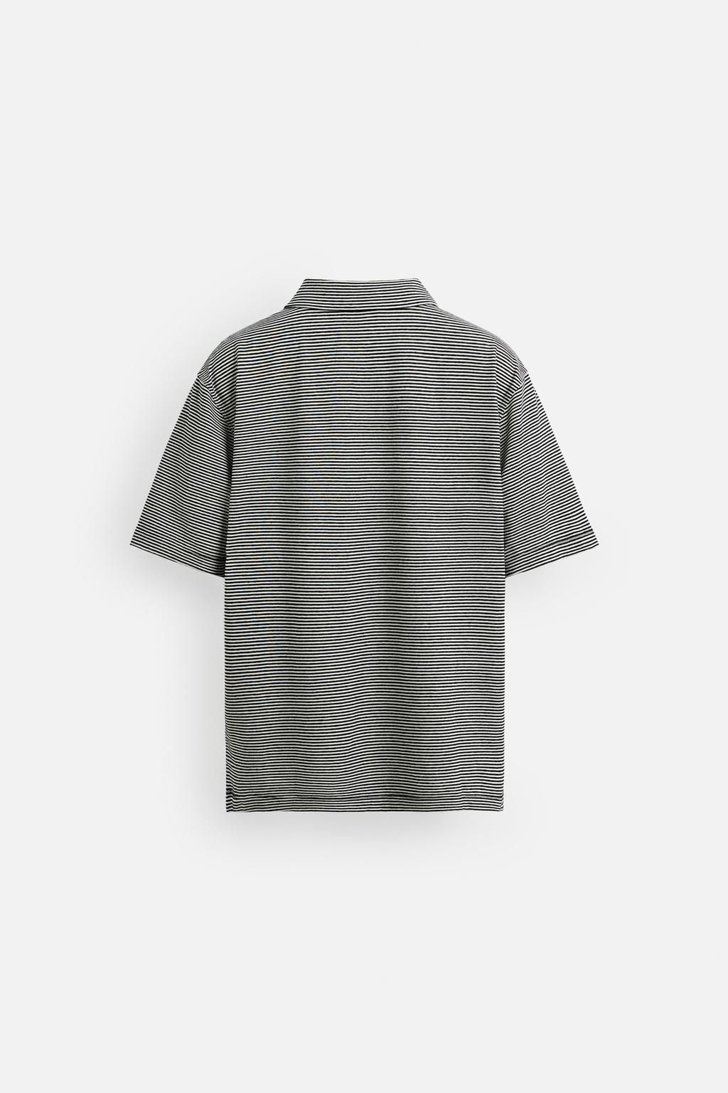 STRIPED LINEN/COTTON POLO SHIRT - Zara фото 8