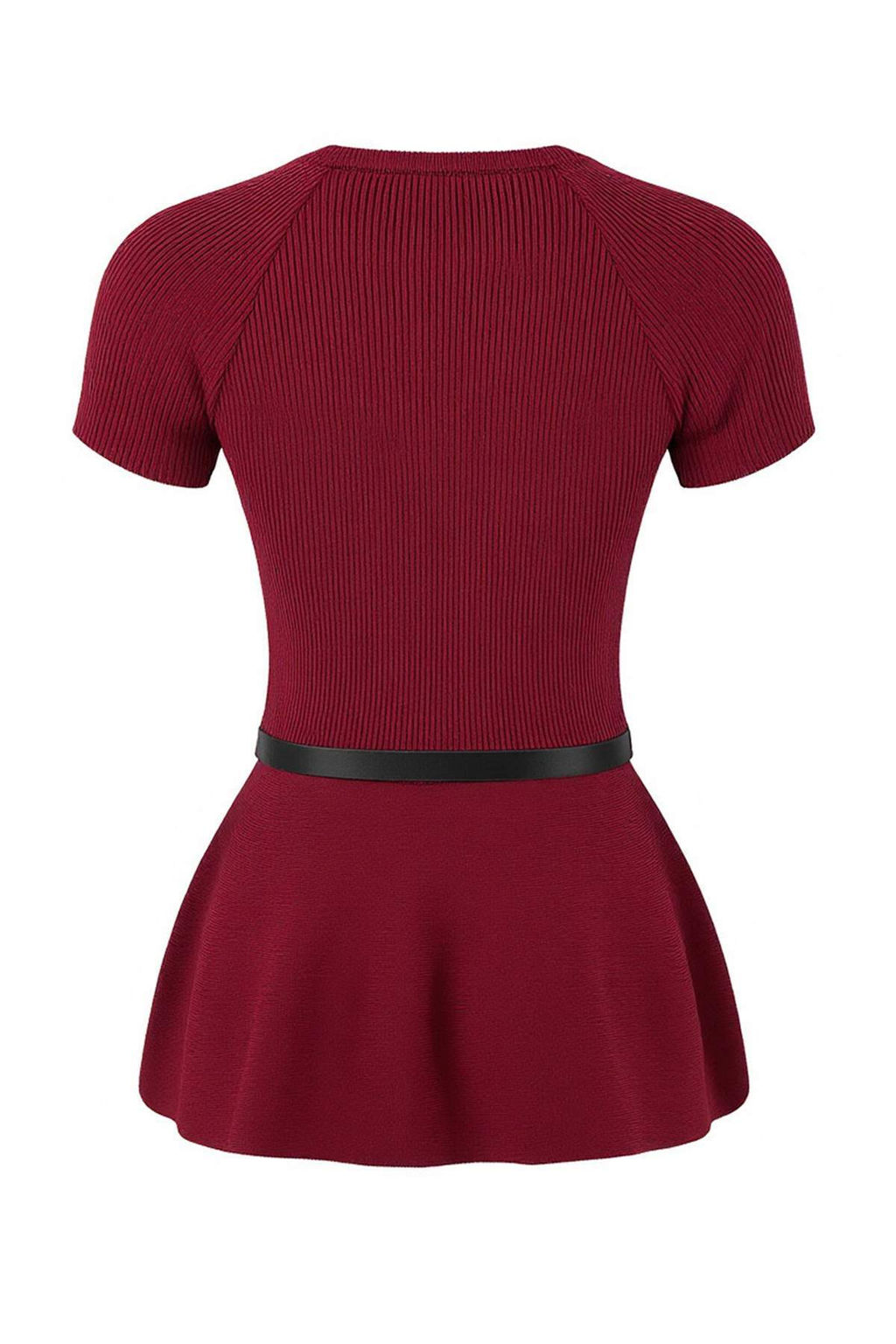 Bordo Dik Yaka Kemer Detayl? Fitted Triko Ince Bluz TWOSS26BZ00281 - Trendyolmilla фото 2