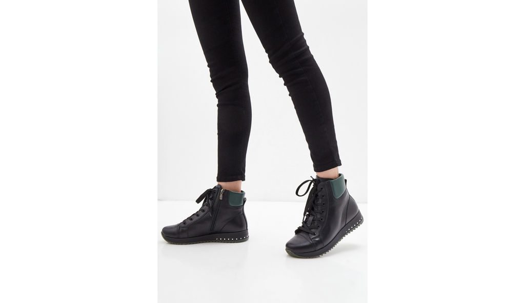 Ботинки 311.omega2bl.black+green/Шерсть