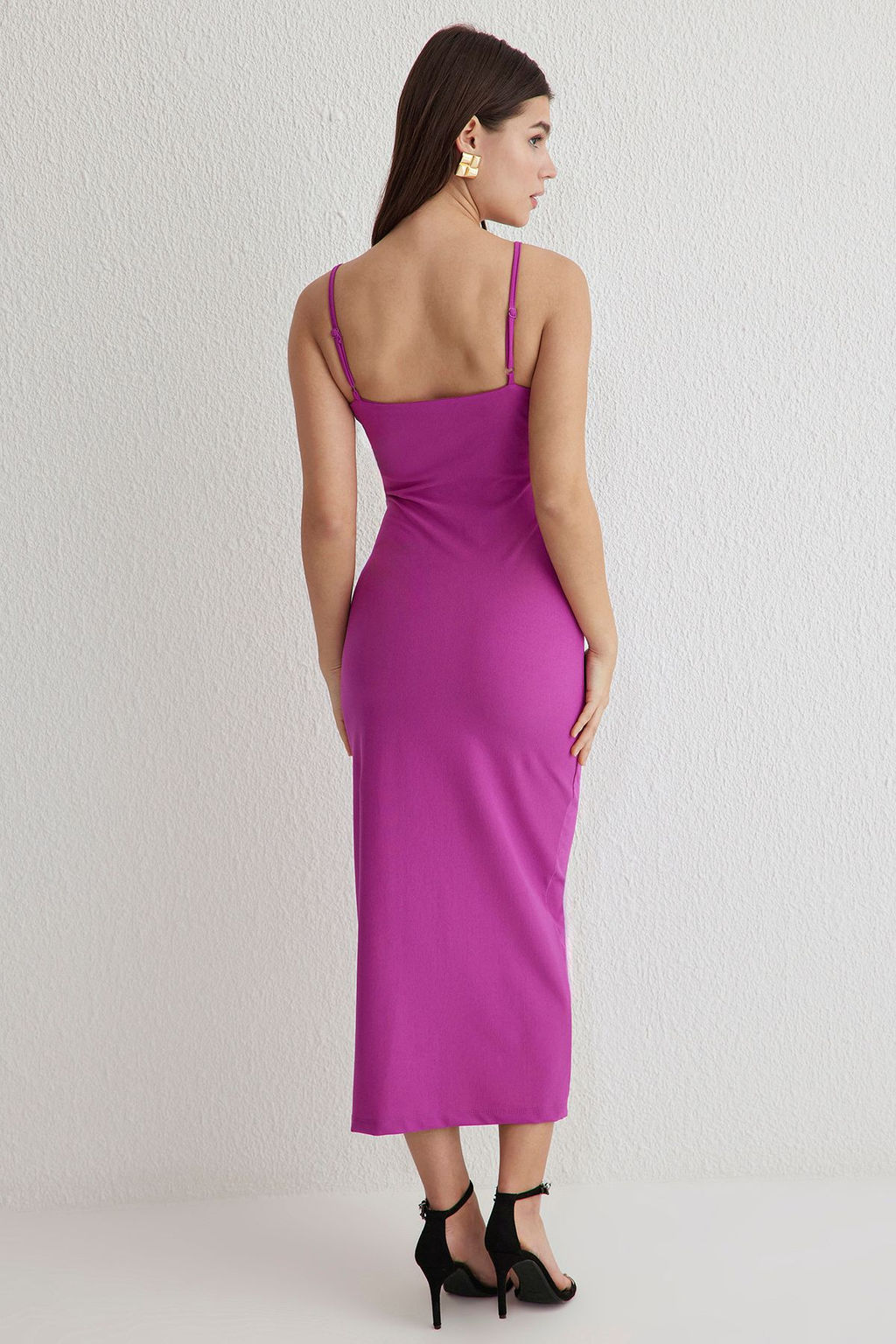 TRENDYOLMILLA Siyah Buzgu/Drape Detayl? Bodycone/Vucuda Oturan Maxi Orme Elbise TWOSS25EL00069 фото 10