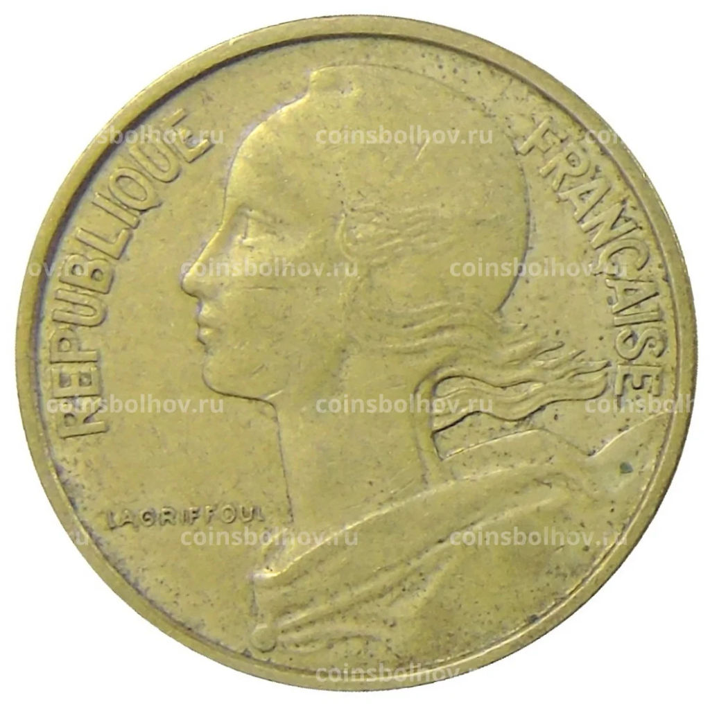 Монета 10 сантимов 1967 года Франция