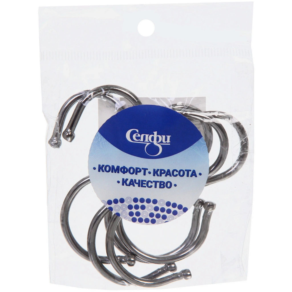 Цена за 6 шт. Крючки металлические хромированные в наборе 5шт S - формы "ИДЕЯДОМА", 7,3см ( Селфи)