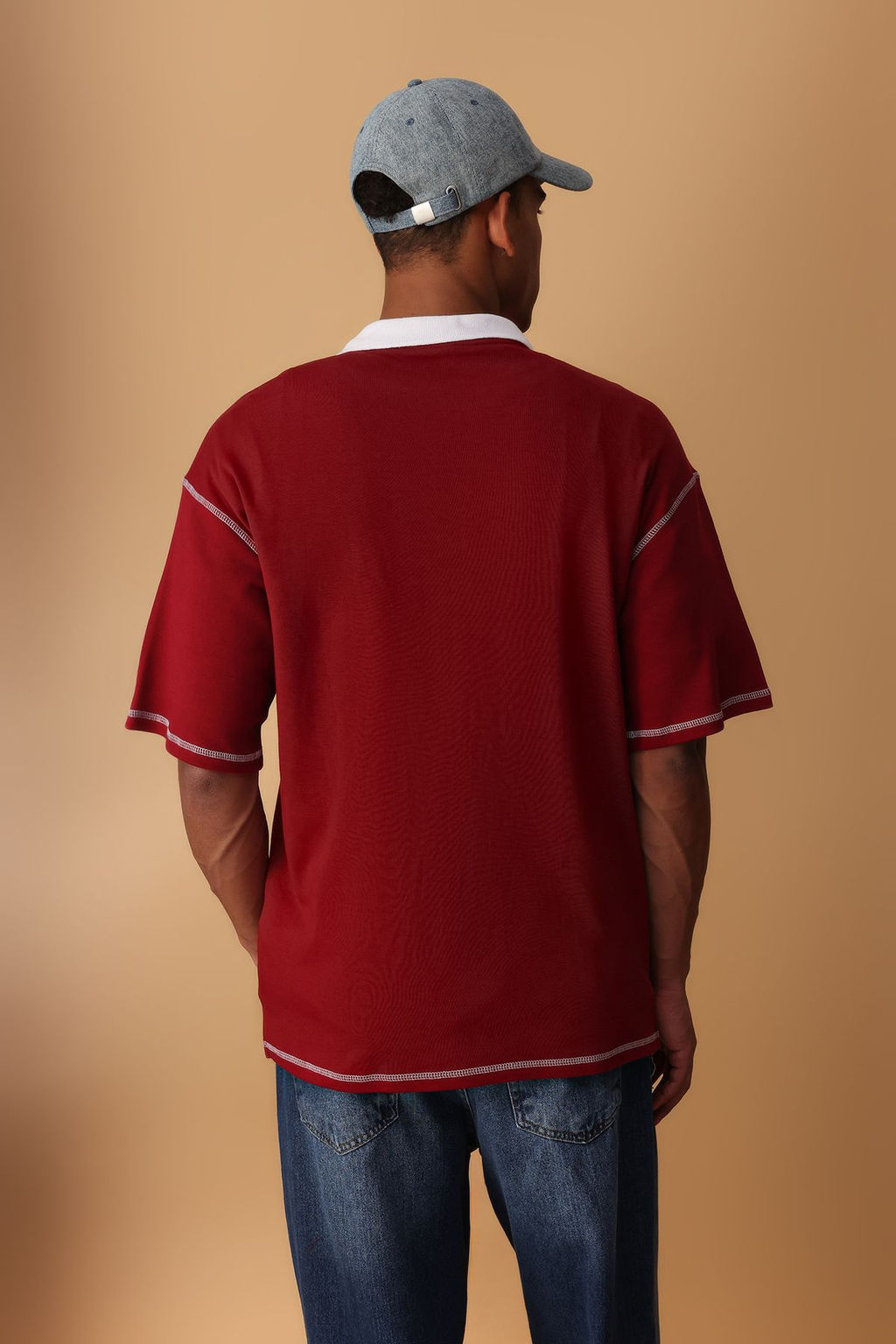 TRENDYOL MAN Bordo Oversize/Genis Kesim Dikis Detayl? Polo Yaka T-shirt TMNSS25PO00034 - Trendyolmilla фото 4