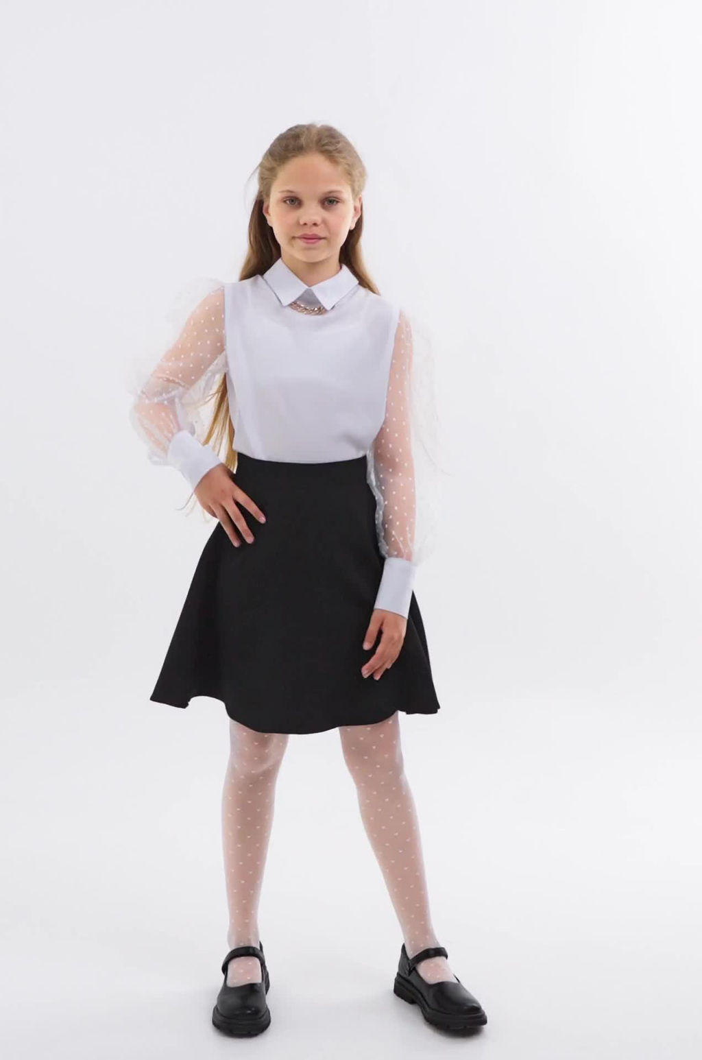 Нарядная блузка для девочки с длинным рукавом Happyfox