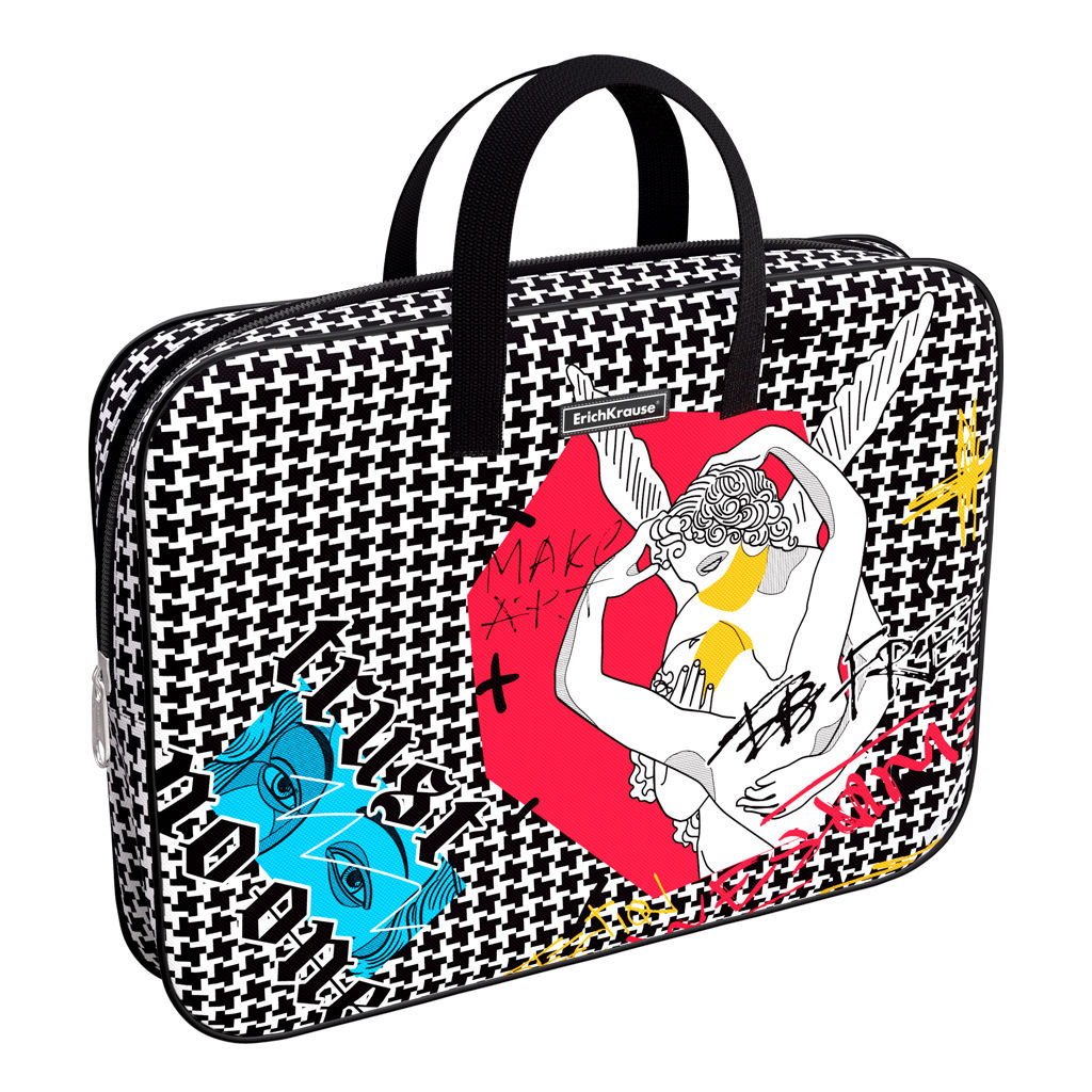 Цена за 1 шт. Папка текстильная на молнии ErichKrause с ручками Sculpture, A4+