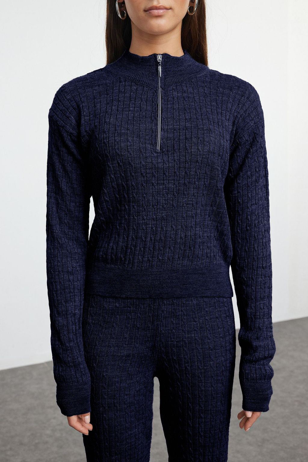 Lacivert Fermuarl? Triko Alt-Ust Tak?m TWOAW25AU00059